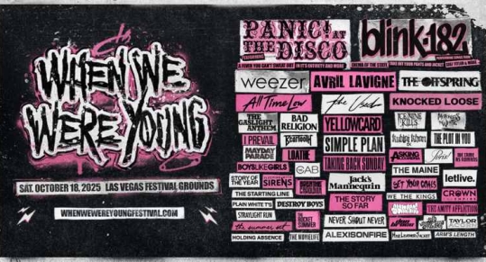 Panic! At The Disco And blink-182 To Headline When We Were Young 2025